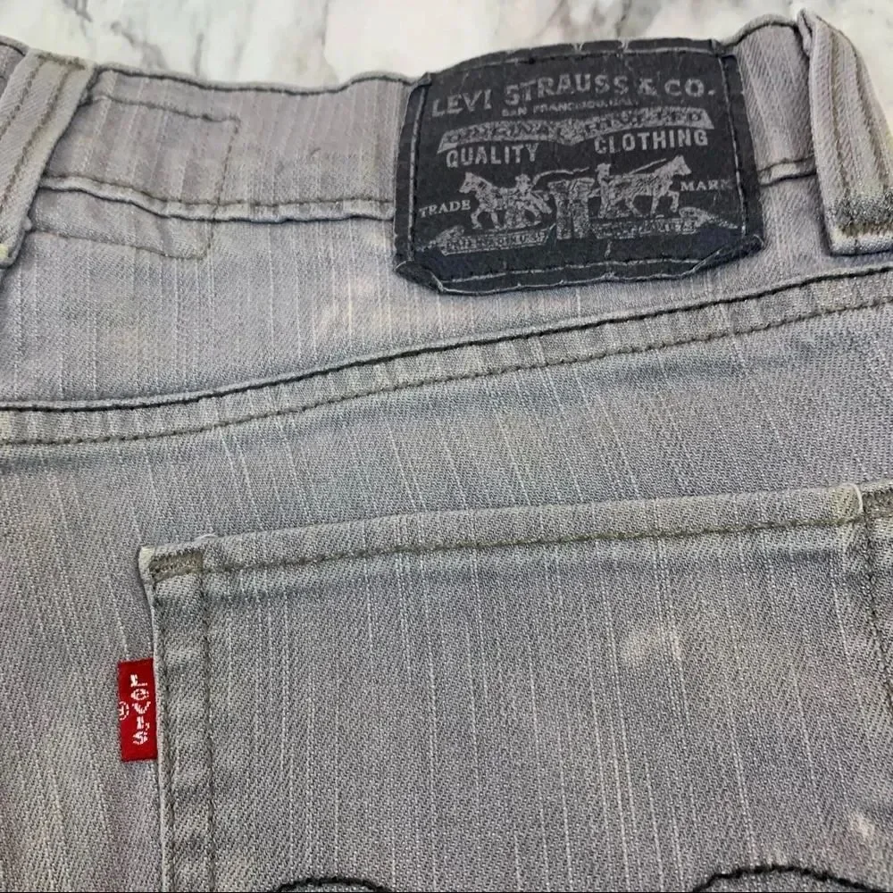 Levi's 511 Vintage Grey Gray White Ombré Denim Jean shorts waist size 27